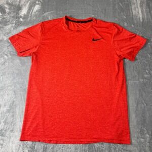 Nike Dri-FIT Mens Training Shirt L (Fits M) Red Short Sleeve Swoosh Logo